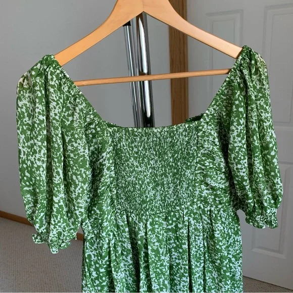 Abercrombie & Fitch Green Puff Sleeve Mini Dress NWT Medium Tall - Picture 7 of 12